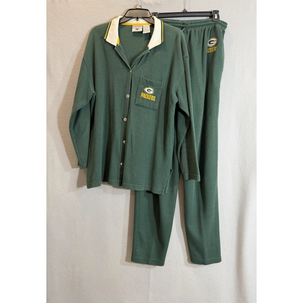 Vintage Green Bay Packers GameDay NFL 2 Pc Pajama Set Lounge Set Large